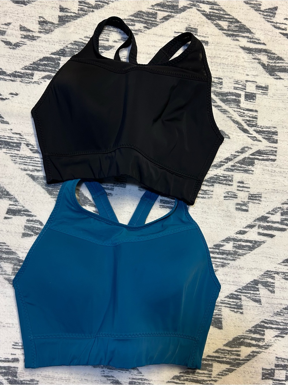 Athleta Gigi Double-Strap High Impact Sports Bras Black Teal Athletic Medium